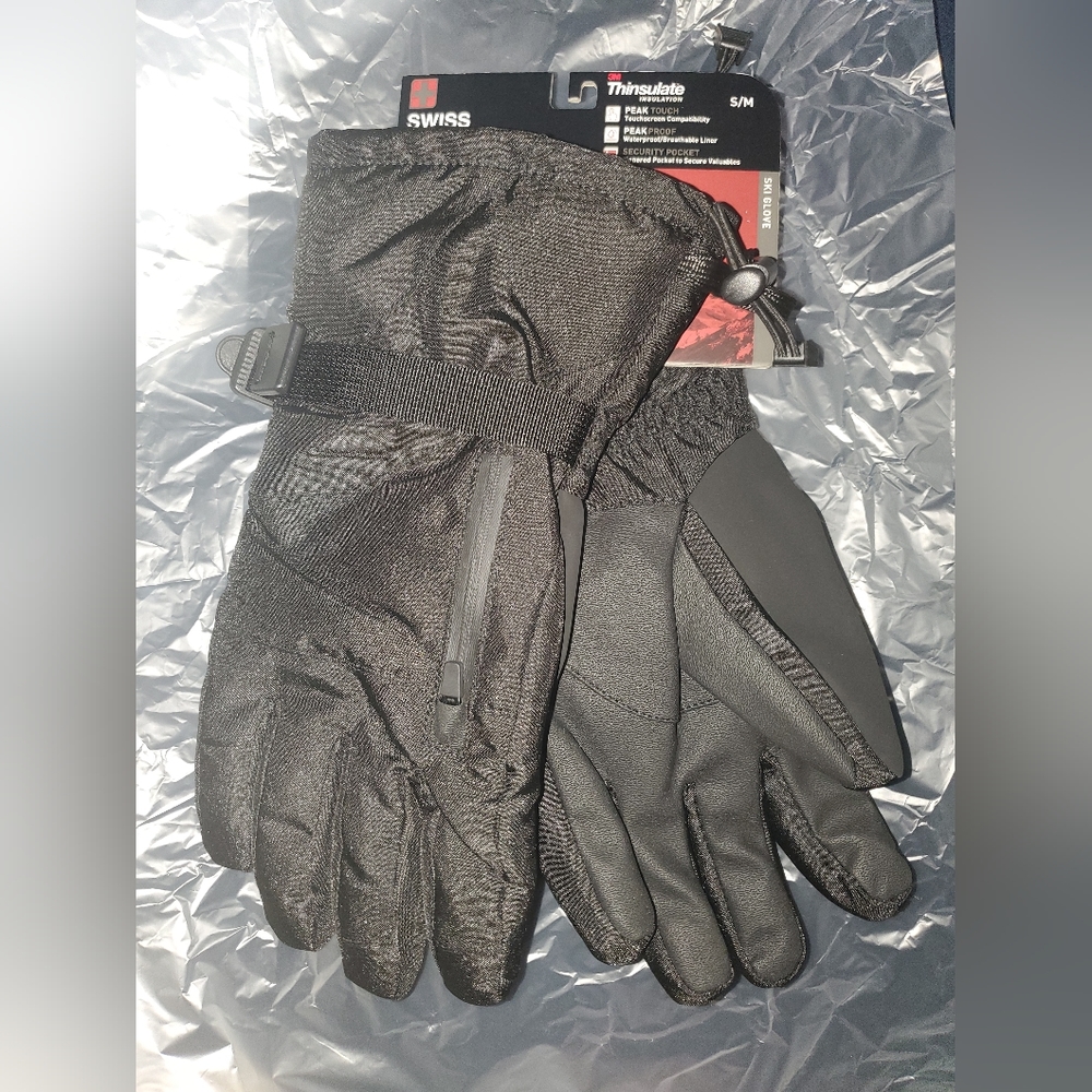 :Swiss Tech Mens Black Thinsulate insulation Premium Ski Gloves Size S/M  winter